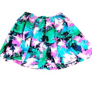 Cynthia Rowley Size Large Pleated Skirt Floral Watercolor Girly Blue Pink #2962